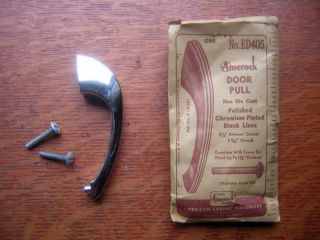 Vintage Mid - Century Chromium & Black Pinstripe Drawer Handle Or Pull photo
