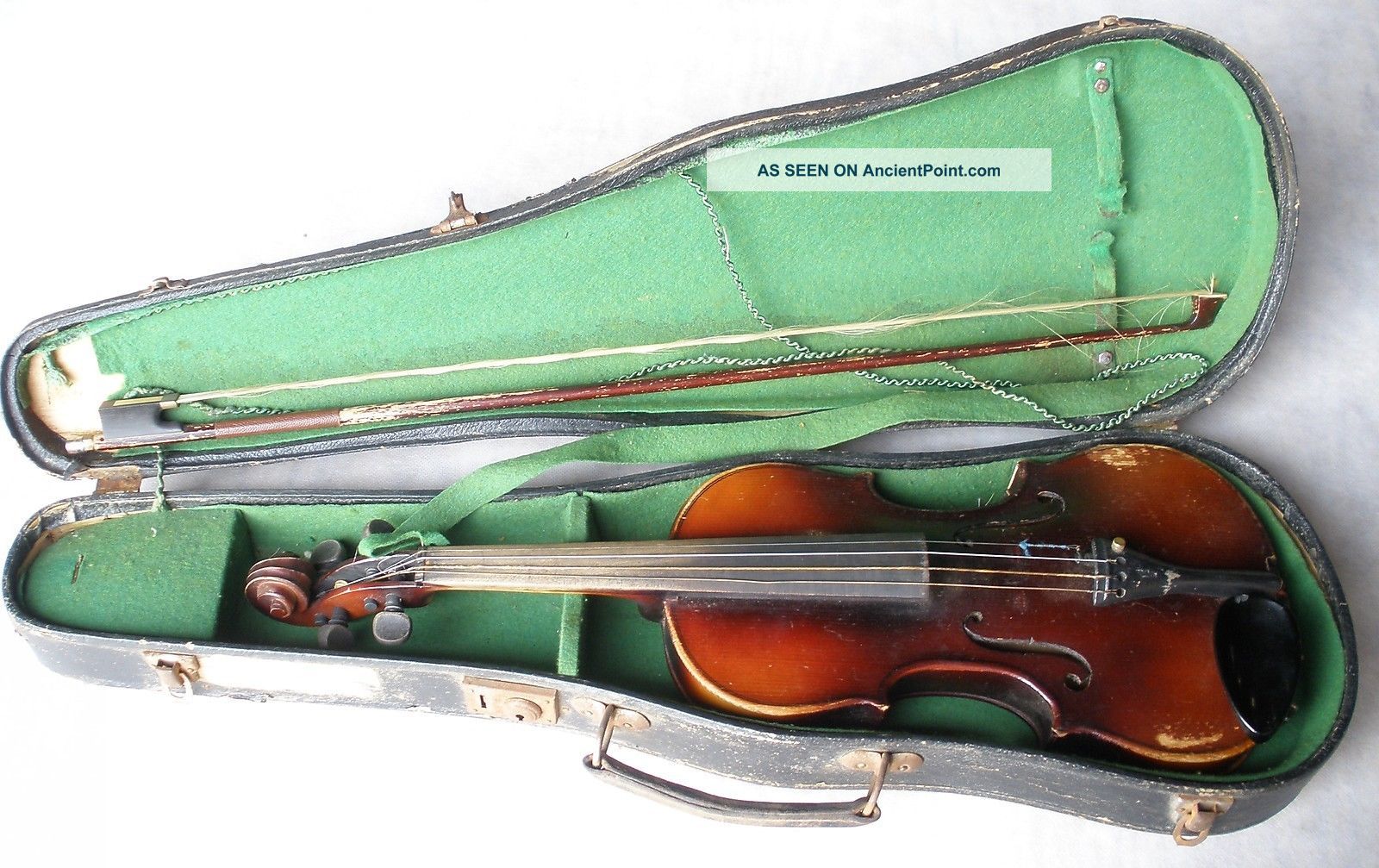 Antonius Stradivarius Cremonensis Violin Faciebat Anno 17 Bow Case Vintage As - Is String photo