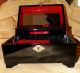Antique Lg Black Lacquered Musical Jewelry Box With Red Roses Boxes photo 7