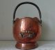Hammered Copper Coal Shuttle / Hod With Dovetailed Seam And Brass Fittings Metalware photo 5