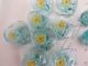 Antique Glass Buttons Hearts Handpainted Flowers Pressed Glass Turquoise Blue Buttons photo 2