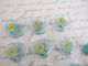 Antique Glass Buttons Hearts Handpainted Flowers Pressed Glass Turquoise Blue Buttons photo 4