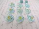 Antique Glass Buttons Hearts Handpainted Flowers Pressed Glass Turquoise Blue Buttons photo 5
