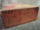 Antique Wooden Pyrography Wood Burned Xmas Red Poinsettia Dresser Glove Box Boxes photo 3