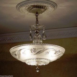 C.  30 ' S Vintage Art Deco Ceiling Lamp Light Chandelier { Georgeous }}} photo