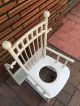 Antique Vintage Chamber Pot White Wooden Chair Vintage Commode Potty Toilet Primitives photo 2