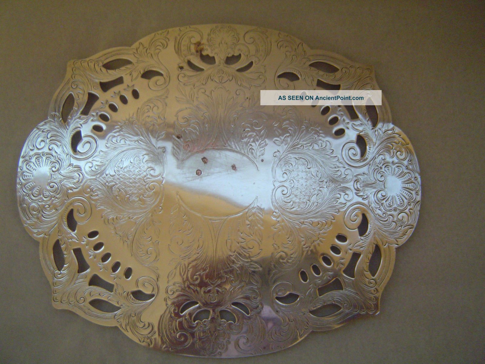 Vintage Hs Silver On Copper Footed Trivet Other photo
