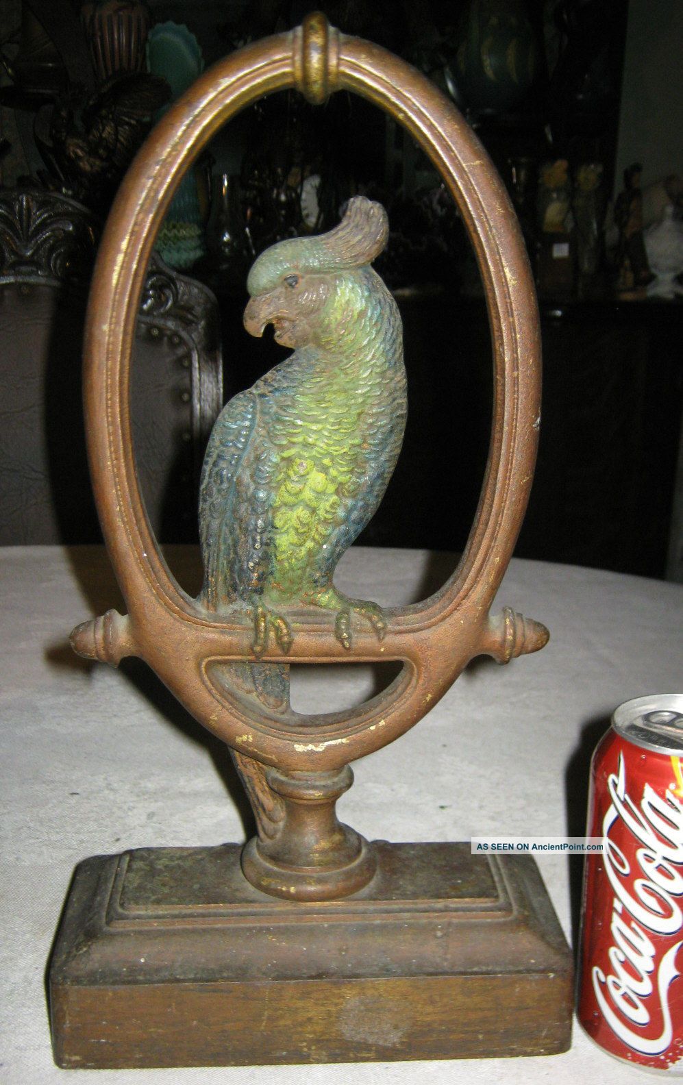 Antique Huge Bradley & Hubbard Parrot Bird Art Statue Cast Iron Doorstop B&h 15 Metalware photo