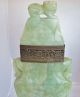 Antique Chinese Carved Archaic Style Green Serpentine & Wood Urn Lamps Other photo 8