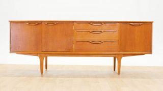 Mid Century 6ft 6 Curved Teak Credenza/media Console By Jentique.  Mcm.  Vintage photo