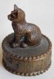Rrrrrrr. . . .  Authentic Antique Bronze Animalier Trinket Box - The Cat On The Lid Metalware photo 2