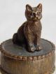 Rrrrrrr. . . .  Authentic Antique Bronze Animalier Trinket Box - The Cat On The Lid Metalware photo 5