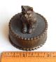 Rrrrrrr. . . .  Authentic Antique Bronze Animalier Trinket Box - The Cat On The Lid Metalware photo 6