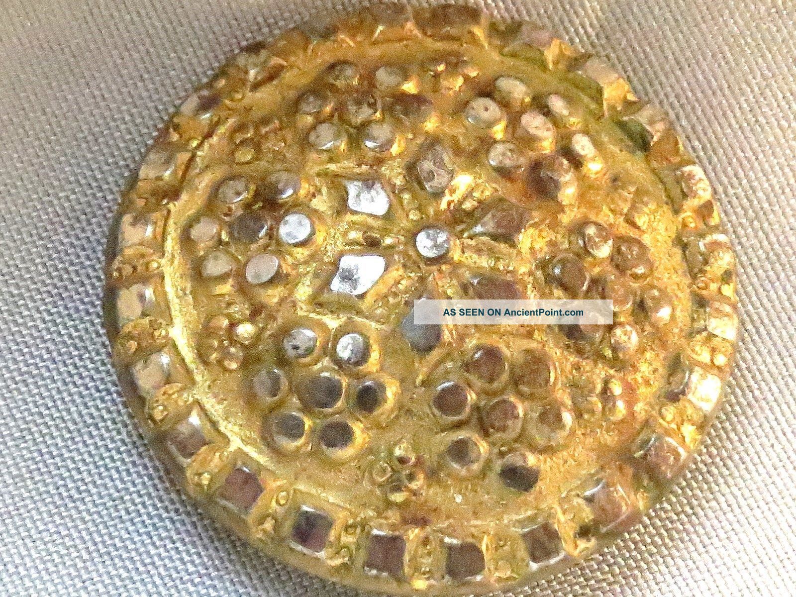 Antique Victorian Brass With Steels Floral Pattern Button Buttons photo