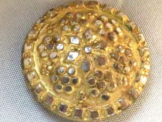 Antique Victorian Brass With Steels Floral Pattern Button photo