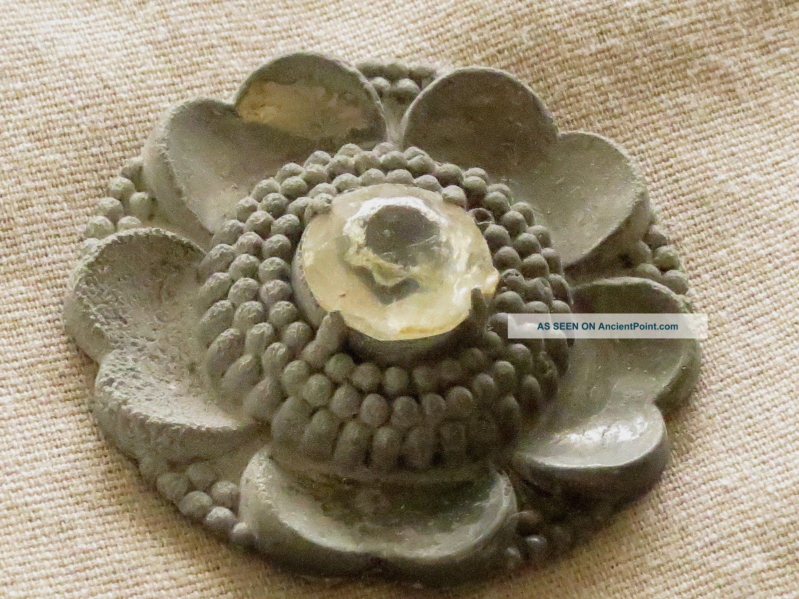 Antique Pot Metal Paste Rhinestone Possibly Cloak Button Buttons photo