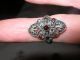 Sterling Ring Antique Silver Marcasite With Red Stones Vases photo 1