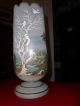 Glass Victorian Vase.  Handpainted Scene Of Birds In Landscape Scene.  11 