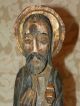 Antique 19c.  Worm Wood Polycrome Santos Hand Carved & Painted 18 In Tall Jesus Holy Land photo 1