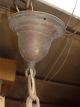 Antique Brass Hanging Pendant Light With Art Deco Glass Globe Patina Of Age Chandeliers, Fixtures, Sconces photo 4