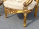 Pair French Antique Louis Xv Gold Gilt Accent Arm Chairs White Tapestry Rococo Post-1950 photo 10
