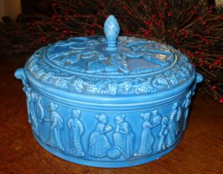 Porcelain Weller Noritake Majolica Blue Antique Greek Roman Cherub Angel photo