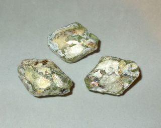 3 Ancient Roman Glass Patina Beads 200ad Diamond Shape,  3/4 