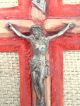 Antique French Red Velvet Wall Mounted Crucifix With Clam Shell Holy Water Font European photo 3