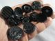 Mixed Of Large Antique Victorian Jet Black Glass Mourning Buttons Lacy Bird Buttons photo 11