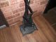 Antique Hammered Cast Iron Black Metal Fire Place Hearth Tool Set 3pc Stand Hearth Ware photo 2