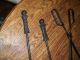 Antique Hammered Cast Iron Black Metal Fire Place Hearth Tool Set 3pc Stand Hearth Ware photo 7
