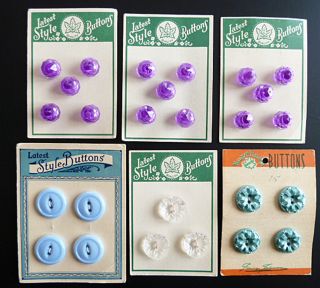 Vintage 26 Buttons On 6 Card Latest Style & Newest Design Purple Blue Clear photo