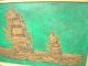 Mid Century Modern Sailing Ships 42x30 Canvas Painting Drip Art Signed Borson Mid-Century Modernism photo 1