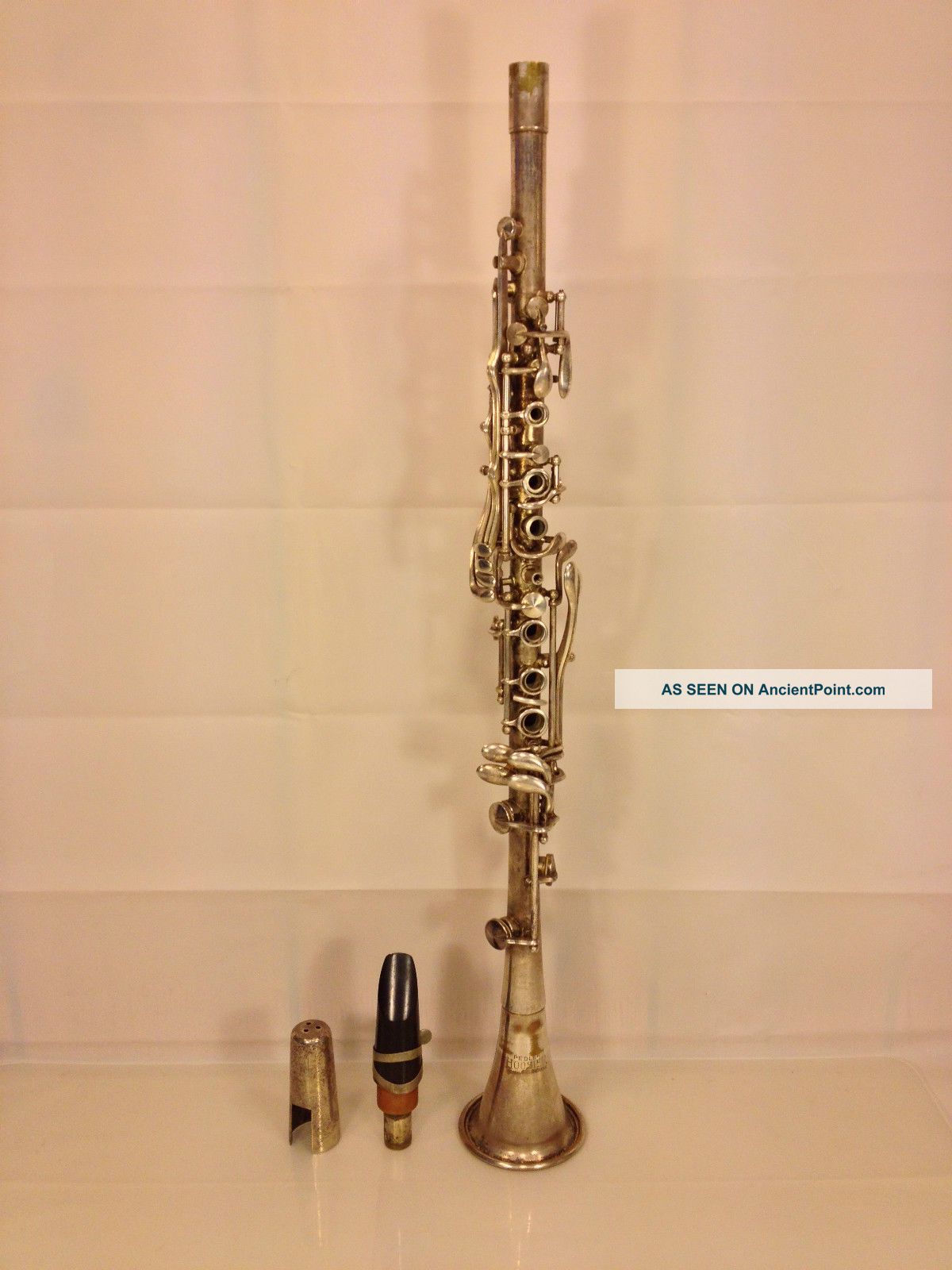 Antique Pedler Hoosier Silver Colored Clarinet In Case W