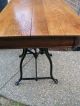 Antique Oak Table W/sewing Machine Base Mission Arts & Crafts Desk Foyer Entry 1900-1950 photo 4