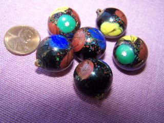 Vintage Antique Glass Ball Buttons Victorian (6) Six photo
