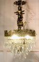 Vintage Bronze Cherub Angel Crystal Chandelier Ceiling Light Fixture Lamp Do8 Chandeliers, Fixtures, Sconces photo 3