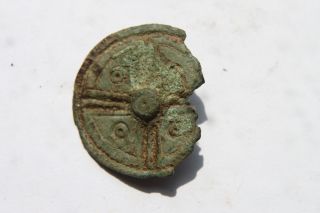 Ancient Viking Bronze Plate Brooch 5/6th Century Ad photo