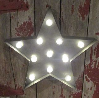 Lighted Metal Barn Star Pewter Color Marquee Style 11 Led Lights For Wall/shelf photo