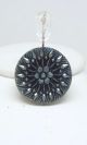 Antique Blue Carnival Luster Glass Button Victorian Snowflake 7/8 