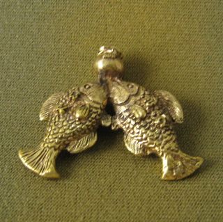 Twin Wealth Fish Rich Lucky Good Business Sacred Charm Thai Amulet photo