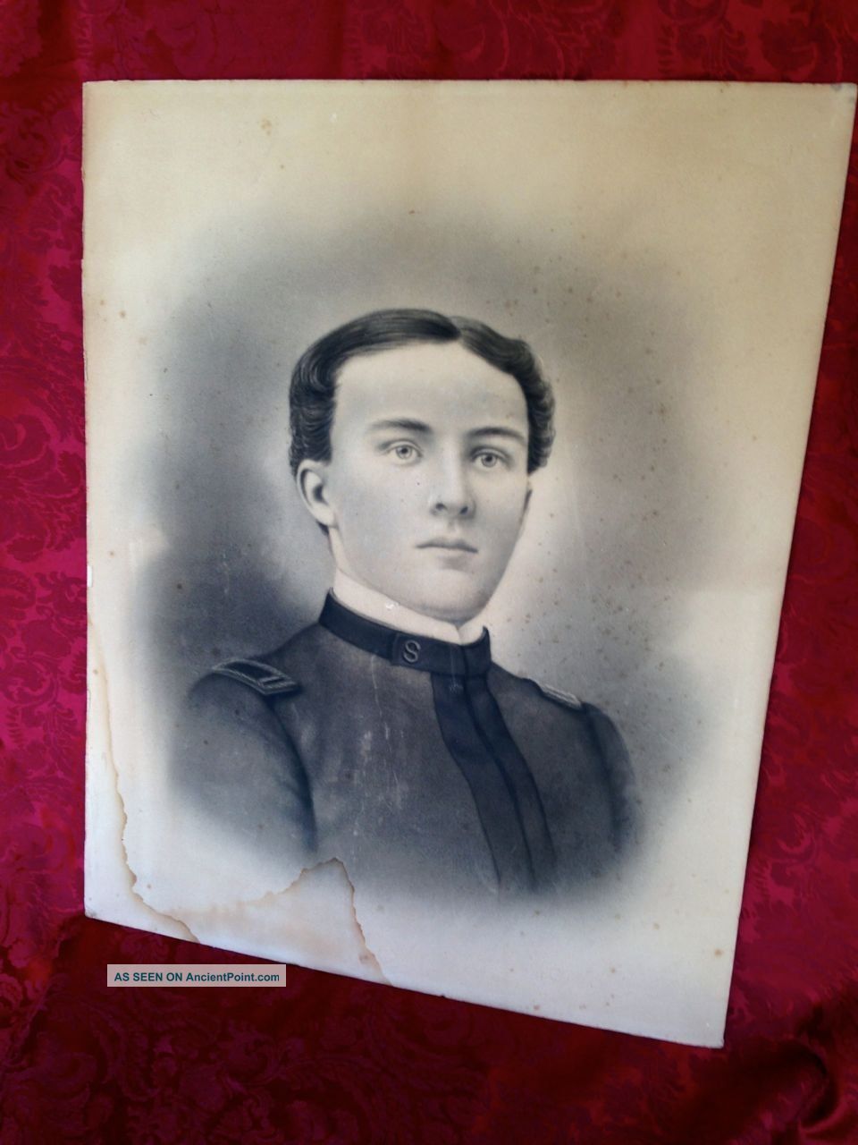 Rare Antique Civil War Era Military Cadet Portrait 20 ' X 16 
