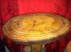 Antique Vtg Old African Tribal Folk Art Carved Wood Tree Round Table Side Lamp B Other photo 1