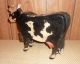 Vintage Old Wooden Black And White Holstein Standing Cow With Bell,  Handmade. Primitives photo 3