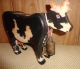 Vintage Old Wooden Black And White Holstein Standing Cow With Bell,  Handmade. Primitives photo 4