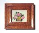 Nr Antique 19th Cent Miniature Theorem Basket Of Flowers,  Birds Eye Maple Frame Primitives photo 6