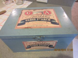 Vintage Looking 2006 Metal Box To Advertise Starch Paper Labels Cute photo