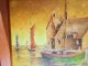 Vtg Nautical Maritime Oil Painting Harbor Sailboats Ship Signed Impressionist Other photo 10