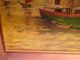 Vtg Nautical Maritime Oil Painting Harbor Sailboats Ship Signed Impressionist Other photo 11