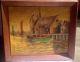 Vtg Nautical Maritime Oil Painting Harbor Sailboats Ship Signed Impressionist Other photo 1